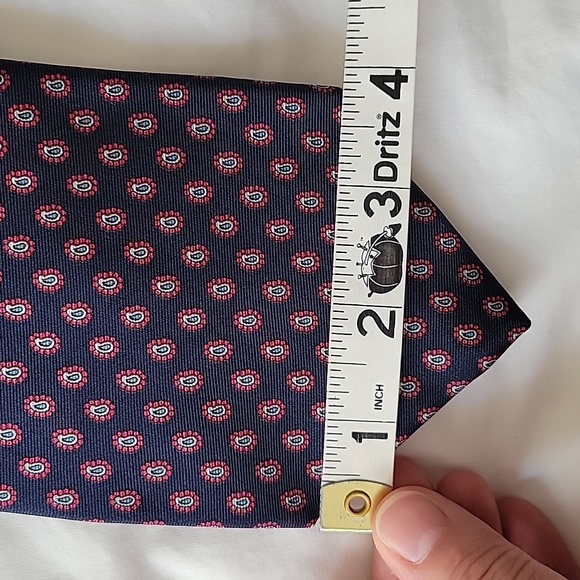 Angelo Bosani Men's Vintage Navy and Red Silk Tie - Picture 6 of 7